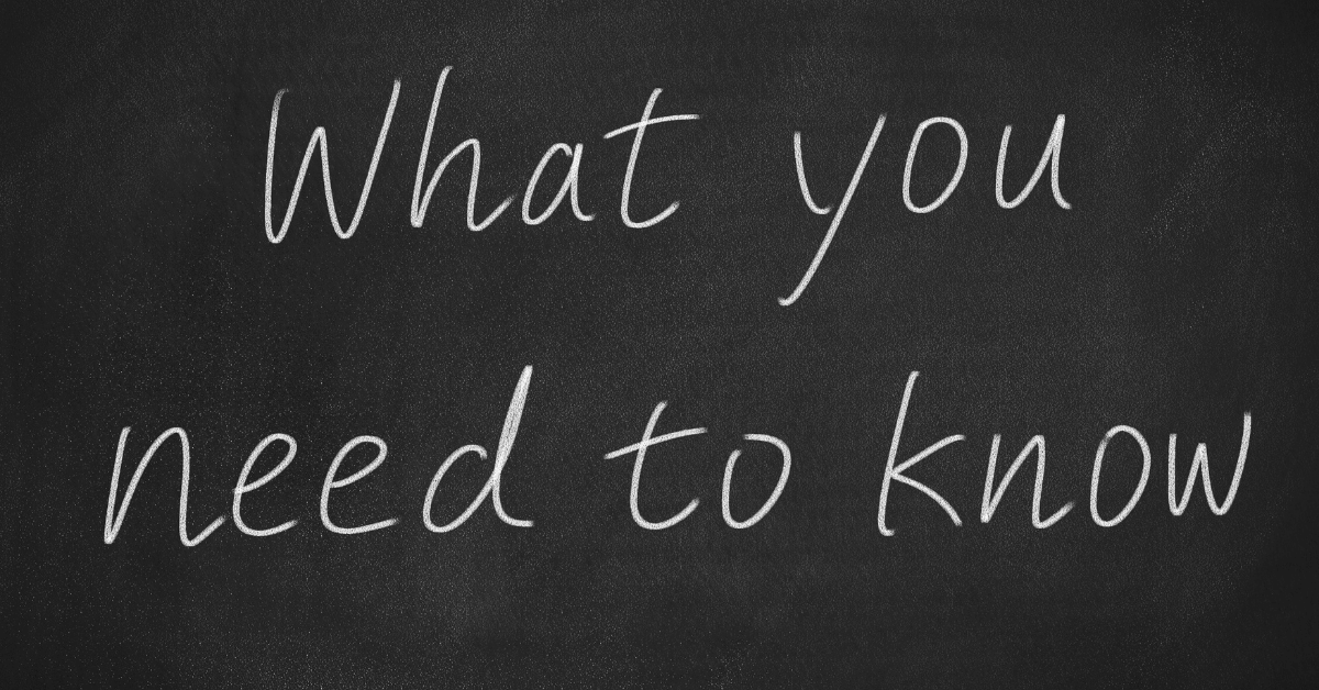 Chalkboard with the words “What you need to know” written in cursive, representing key information about CPR and First Aid classes in Oceanside.